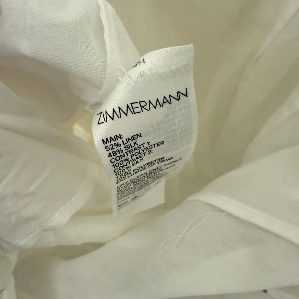 NWT ZIMMERMANN Petal Appliqué Linen Silk Corset Gown White Midi Dress Size 1 - Picture 14 of 16